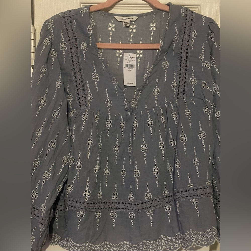 NWT American Eagle Eyelight Boho Long Sleeve Shirt Sz. M